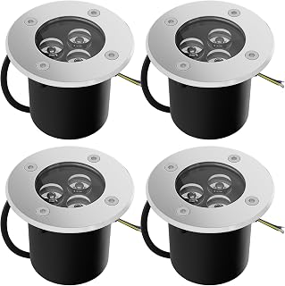 4 stuks 3W vloerspots, voor buiten, LED, IP67 waterdicht, tuinverlichting voor tuin, balkon, oprit, belastbaar tot 2000 kg, warmwit, 230 V AC