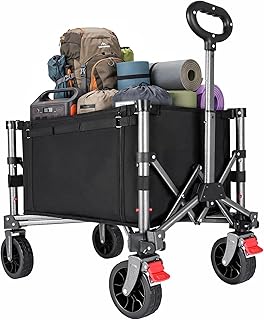 YEAUPR PRO Opvouwbare wagenwagen met wielen opvouwbaar - opvouwbare utility wagens voor kruidenierswinkel, strand, sport, tuin, winkelen, camping - 70L inhoud, 50kg draagvermogen, Antraciet