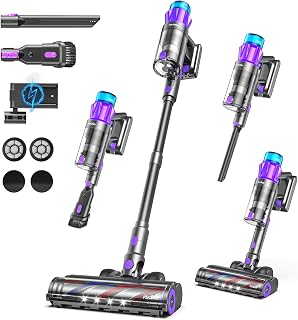 Redkey P9 Pro Draadloze stofzuiger, 68 kPa/650 W/80 min, draadloze stofzuiger met led-display, anti-tangle, wandopladen, stofzuiger voor harde vloeren, tapijten, dierenharen, auto