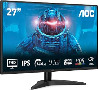 AOC 27B36X 27 Inch FHD Gaming Monitor, 144Hz, IPS, 0.5ms MPRT, Adaptieve Sync, HDR10, (1920x1080, HDMI 1x 1.4, DP 1x 1.4) Zwart