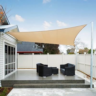 AXT SHADE Schaduwzeil 2,5x3m Rechthoek Waterdicht 95% UV-Bestending voor Buiten Luifel Balkon Tuin-Zand