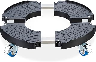 Relaxdays plantentrolley, uitschuifbare plantenroller, Ø 40-57,5 cm, kunststof, max. 200 kg, binnen & buiten, grijs