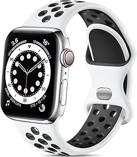 Sportband van siliconen, compatibel met Apple Watchband van 44 mm, 40 mm, 42 mm, 38 mm, 41 mm, 45 mm, 46 mm, 49 mm, ademend, ademend, vervangende bandjes voor Apple Watch Ultra/iWatch SE-serie
