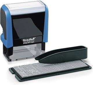 Trodat Printy Typomatic Text Stamp, Zelfinkt, 3 lijnen, Zwart, 4911, 38 x 14 mm, Lichaamskleur: Blauw, Opdrukkleur: Zwart