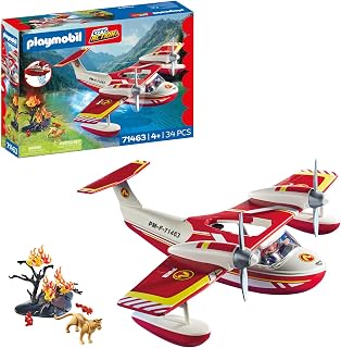 PLAYMOBIL Action Heroes 71463 Brandweervliegtuig met blusfunctie, heldhaftige reddingsmissies met een brandweerman, leuk fantasierijk rollenspel, duurzaam speelgoed voor kinderen vanaf 4 jaar