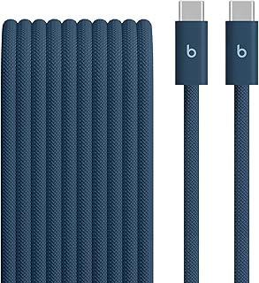 Gevlochten Beats-kabel van 240 W voor USB-C naar USB-C, ondersteunt snelladen, duurzaam/knoopvrij, compatibel met apparaten van Apple en Android (3 m) – bliksems blauw