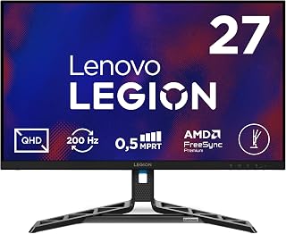 Lenovo Legion R27qe Gen 2 Gaming Monitor 27 inch QHD (2560 x 1440) IPS, 0,5 ms MPRT, 200 Hz, aansluitingen 2 x HDMI 2.1 en DisplayPort 1.2, DisplayPort-kabel inbegrepen - Raven Black