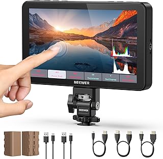 NEEWER F700 7 inch camera veld monitor, 2000nit HD 1920 x 1080 IPS touchscreen met 3D LUT, 4K HDMI Loop In/Out met Peak Focus DSLR Video Assist HDR golfvorm, Cold Shoe Mount, 2 NP-F750 batterijen en
