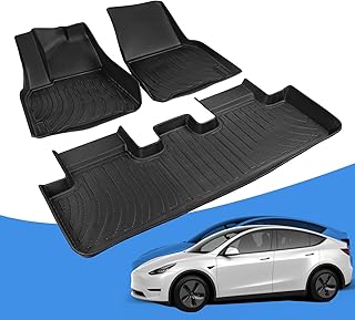 Tesla Model Y vloermatten TPE Floor Liners 1e & 2e serie bescherming tegen alle weersomstandigheden zwart