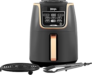 Ninja Airfryer MAX, 5,2L, 5-in-1, Anti-aanbaklaag, Olievrij, Airfryen, Braden, Bakken, Opwarmen, Drogen, Gezinsformaat, Digitaal, Vaatwasmachinebestendige Mand, Koper/Zwart Amazon Exclusief AF150EUCP