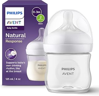 Philips Avent Natural Response-babyfles - Babymelkfles van 125 ml voor pasgeboren en oudere baby's, BPA-vrij, voor 0 maanden en ouder (model SCY900/01)