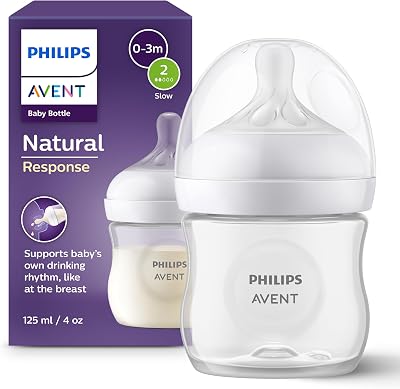 Philips Avent Natural Response-babyfles - Babymelkfles van 125 ml voor pasgeboren en oudere baby's, BPA-vrij, voor 0 maanden en ouder (model SCY900/01)