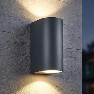 Buitenverlichting Muur Wand Buitenlamp, GU10 Antraciet Aluminium Up Down Wandlamp Buitenlicht Wandverlichting, IP44 Spatbestendig Muurlamp Buiten Lamp Verlichting Licht voor Tuin Terras Patio