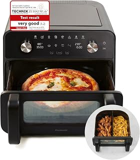 Panasonic NF-BC1000KXE Flex Airfryer met Kijkvenster, XL Flexibele Mand Van, 9,6 L, 30°-230°C, Zachte Stoom, 8 Instellingen, Eenvoudig Te Reinigen, Zwart
