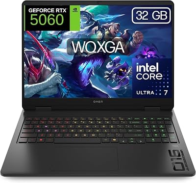 HP OMEN Slim Gaming Laptop 40,6 cm (16 inch), 2,5 K WQXGA (Intel Ultra 7-255H, 32GB RAM, 1TB SSD, NVIDIA RTX 5060, Windows 11 Home), Spaans QWERTY-toetsenbord, zwart