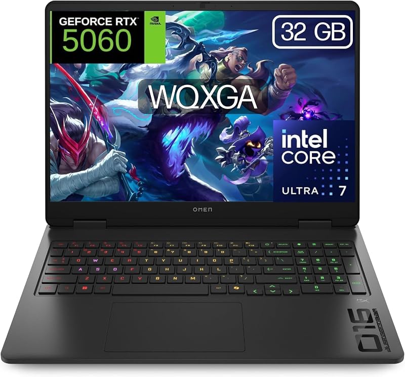 HP OMEN Slim Gaming Laptop 40,6 cm (16 inch), 2,5 K WQXGA (Intel Ultra 7-255H, 32GB RAM, 1TB SSD, NVIDIA RTX 5060, Windows 11 Home), Spaans QWERTY-toetsenbord, zwart
