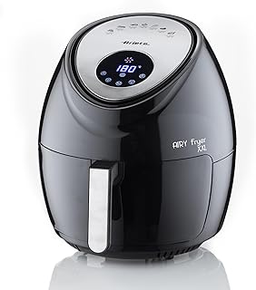 Ariete Airy Fryer XXL 4618, heteluchtfriteuse van 5,5 liter, timer voor 60 minuten, LCD en touchscreen met 7 kookmodi, maximale temperatuur 200° C, capaciteit 2,5 kg, 1800 W, zwart