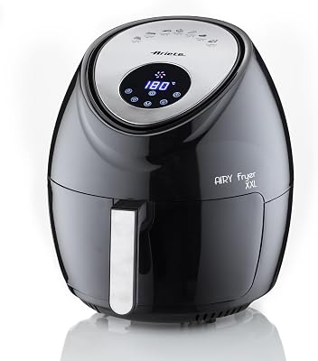 Ariete Airy Fryer XXL 4618, heteluchtfriteuse van 5,5 liter, timer voor 60 minuten, LCD en touchscreen met 7 kookmodi, maximale temperatuur 200° C, capaciteit 2,5 kg, 1800 W, zwart