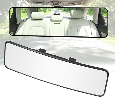 KITBEST Universele auto-binnenspiegel om vast te klikken, panorama-achteruitkijkspiegel, groothoek, convex, voor auto's, SUV's, vrachtwagens (29 x 7,4 cm)