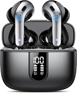 Draadloze Oordopjes, Bluetooth 5.3 Koptelefoon Voor in Het Oor met 4 ENC Call Noise Cancelling microfoons, 50 Uur Speeltijd Draadloze Koptelefoon, Bass Versie 2.0, IPX7 Waterdicht Oordopjes (zwart)