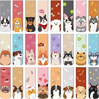 Nezyo 48 stuks magnetische bladwijzers schattige honden katten magneet paginamarkeringen puppy magnetische paginaclips bladwijzers huisdier magneet boek markers voor kind studenten leraar