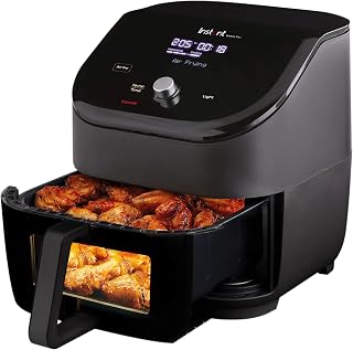 Instant Vortex Plus met ClearCook, digitale airfryer, 5,7 liter, zwart, 6-in-1 smart-programma's, frituren, bakken, braden, grillen, dehydreren, opwarmen, grote inhoud, 1700 W