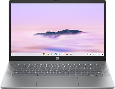 HP Chromebook 14a-nf0000sf Laptop 14 inch FHD IPS, laptop (Intel Core i3-N305, 8 GB RAM, 256 GB UFS, Intel UHD Graphics, Chrome OS), laptop zilver, AZERTY-toetsenbord