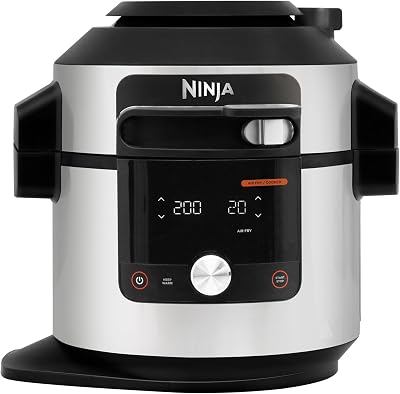 Ninja Foodi MAX Multicooker met SmartLid, 14 Kookfuncties in 1, 7,5L, 14-in-1 Multicooker, Snelkoken, Airfryen, Slow Cooking, Grillen en Meer Inclusief Digitale Meter, Roestvrij Staal, OL750EU
