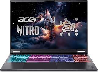 acer Nitro 16S AI (AN16S-61-R4NP) Gaming Laptop, 16" WQXGA IPS 180Hz Display, AMD Ryzen AI 9 365, 32 GB RAM, 1 TB GB SSD, NVIDIA GeForce RTX 5060, Windows 11, QWERTZ toetsenbord, zwart
