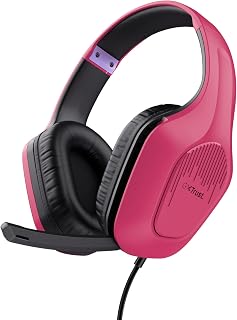 Trust Gaming GXT 415P Zirox Lichtgewicht Gaming Headset met 50mm-drivers voor PC, Xbox, PS4, PS5, Switch, Mobile, 3.5 mm Jack, 2m Kabel, Opklapbare Microfoon, Over-Ear Bedrade Koptelefoon - Roze