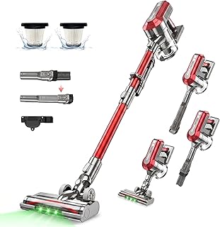 Akitas V10A Draadloze Stofzuiger 450W BLDC-motor, 45 kPa Zuigkracht, 60 min Gebruikstijd, Lichtgewicht Steel- & Handstofzuiger met LED Power Brush, Anti-Tangle, voor Tapijt & Harde Vloeren