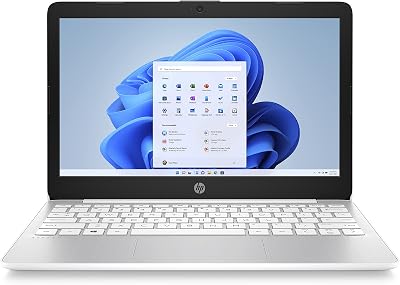 HP Stream 14-inch laptop voor studenten en bedrijven, Intel quad-core processor, 16 GB RAM, 320 GB opslag (64 GB eMMC + 256 GB kaart), 1 jaar Office 365, webcam, 12 uur lange batterijduur, wifi, Win11