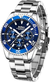 HANPOSH Herenhorloge, chronograaf, roestvrij staal, waterdicht, datum, analoog, kwarts, casual, modieus, voor mannen