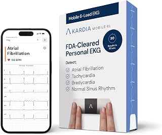 KardiaMobile persoonlijke 6-kanaals ECG-monitor – Zes weergaven van het hart – Detecteert AF en ritmestoornissen – Directe resultaten in 30 seconden – Werkt met de meeste smartphones
