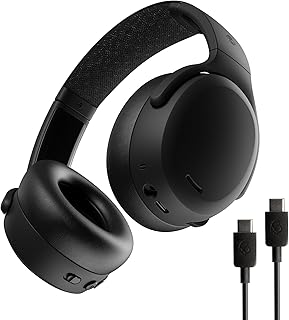 Skullcandy Crusher ANC 2 Draadloze over-ear koptelefoon met ruisonderdrukking, Sensory Bass, een accuduur van 50 uur, Skull-iQ, microfoon, ondersteuning voor Alexa en Bluetooth-apparaten – Zwart