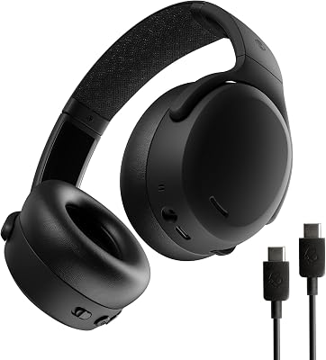 Skullcandy Crusher ANC 2 Draadloze over-ear koptelefoon met ruisonderdrukking, Sensory Bass, een accuduur van 50 uur, Skull-iQ, microfoon, ondersteuning voor Alexa en Bluetooth-apparaten – Zwart