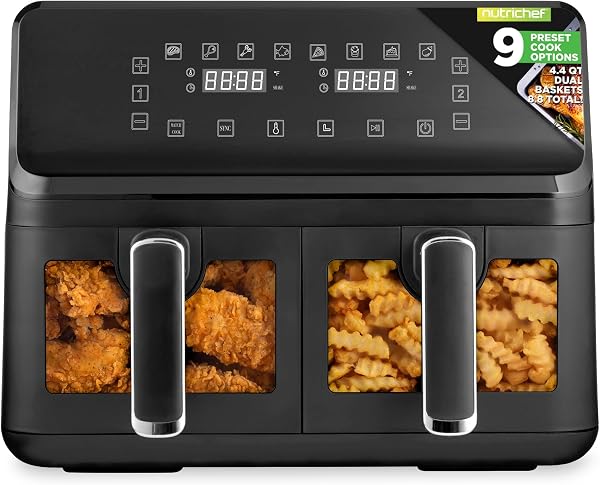 NutriChef Dubbele Mand Airfryer 8 - tweedehands - als nieuw — outlet/retourdeal