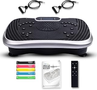Fitness Trilplaat - Vergroot de spierkracht, vermindert buikvet - Thuis trainen met inbegrepen weerstandsbanden en afstandsbediening - Vibration plate met 5 programma's, 99 intensiteitsniveaus