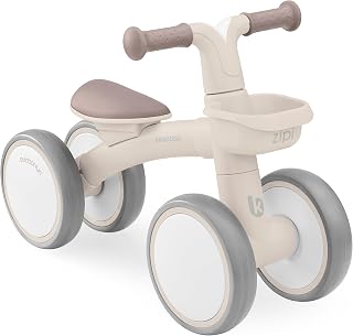 KikkaBoo Fiets zonder pedalen, loophulp voor baby's van 1 tot 3 jaar, balansfiets, babyfiets met mand, verstelbaar, speelgoed voor kinderen, babycadeau, beige