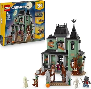 LEGO Creator 3in1 Spookhuis Speelgoed Huis – Bouwpakket voor Kinderen dat Verandert in Spookschip of Speelgoed Trein – Incl. 5 Minifiguren – Cadeau voor Jongens en Meisjes vanaf 9 Jaar – 31167