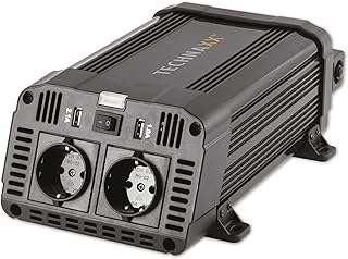 Technaxx Auto-omvormer 12V naar 230V - TÜV Rheinland gecertificeerde auto-omvormer met 2x Schuko-stekker en 2x USB-poort - Power 1200W / 2400W (piek) - spanningsomvormer TE16
