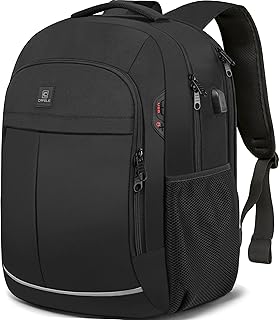 Rugzak, laptop rugzak, draagrugzak, duurzame grote 17.3 Inch TSA vriendelijke zakelijke reis laptop rugzak met USB-poort, college school tas cadeau voor mannen vrouwen tieners boekentas, zwart