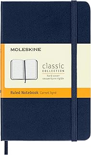 Moleskine Saffierblauw notitieboek met gelinieerde rand, hard