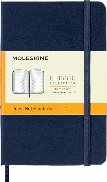 Moleskine Saffierblauw notitieboek met gelinieerde rand - tweedehands - zeer goed — outlet/retourdeal