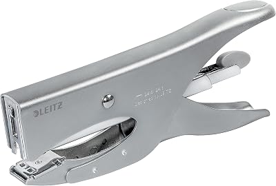 Leitz Niettang, Voor Kantoor, Achterlaadmodel, Niet Tot 40 Vellen Papier, 70 Millimeter Inlegdiepte, Instelbaar Aambeeld, 2,8 x 7,6 x 19 Centimeter, Zilverkleurig, 55490081