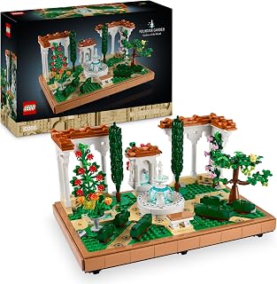 LEGO Icons Tuin met fontein Bouwpakket voor Volwassenen met Cipressen, Wijnranken en Bloemen, Creatieve Hobby, Kantoor Decoratie en Woonaccessoire met Kunstbloemen, Cadeau voor Haar of Hem 10359