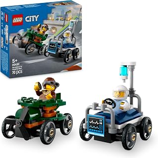 LEGO City Raceautopakket: vliegtuig vs. ziekenhuisbed Zeepkisten Auto Speelgoed voor 5 jaar en Ouder, Bouwpakket voor Kinderen met 2 Voertuigen en Minifiguren, Cadeau voor Jongens en Meisjes 60459