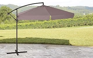 GARDENIA D300 Parasol voor de tuin, diameter 3 x 3 m, decentraal van staal voor buiten, zwembadmeubels, paviljoen, terrassen, bars, hotels, balkons, stang antraciet, dekzeil donkerbeige