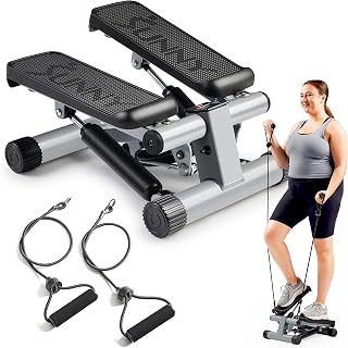Sunny Health & Fitness Ministeppers voor oefeningen thuis, traptrede-trainingsmachine met weerstandsbanden, cardioapparatuur voor het hele lichaam, optionele gratis SunnyFit-app-aansluiting Smart