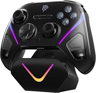 EasySMX D10 Draadloze pc-controller – TMR-joysticks, dual-mode triggers, mechanische toetsen, 1000Hz polling, RGB – Bluetooth Gaming Controller voor pc/Switch/Switch 2/iOS/Android TV met oplaadstation